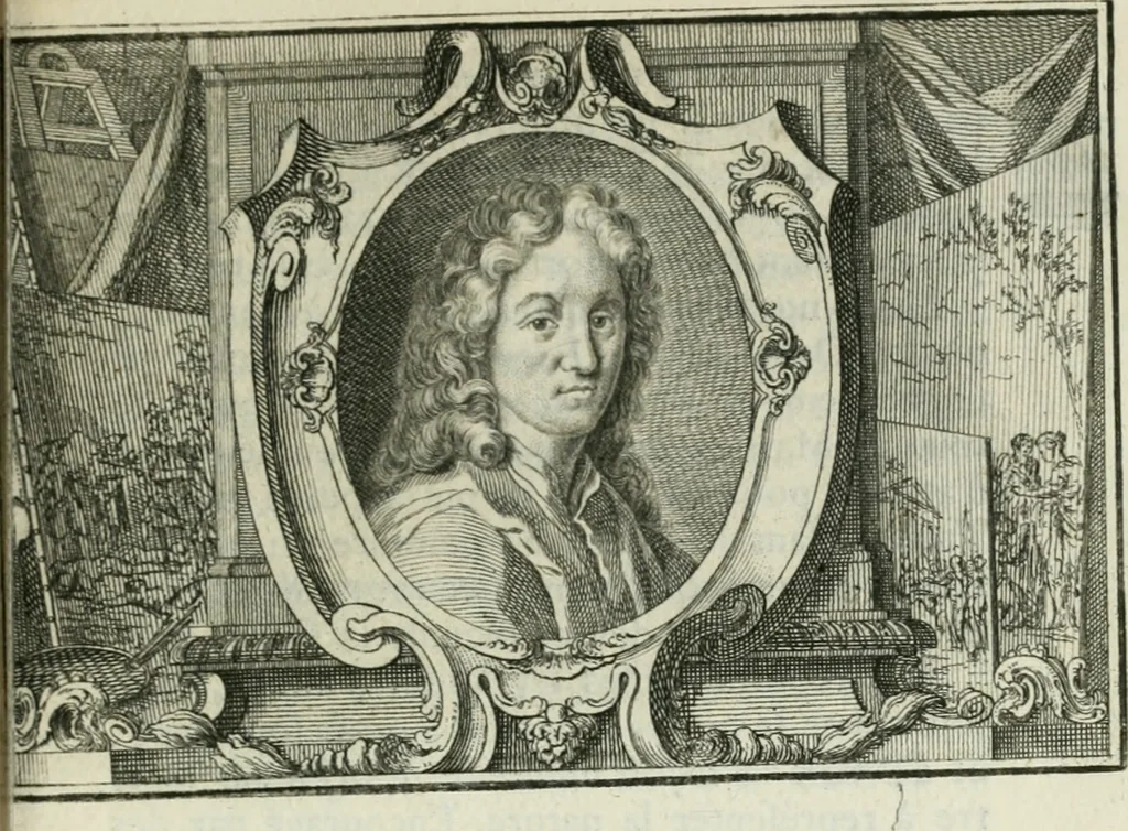 An illustration from La vie des peintres flamands, allemands et hollandois : avec des portraits gravés en taille-douche, une indication de leurs principaux ouvrages, & des réflexions sur leurs différentes manieres, 1753, leaf 34