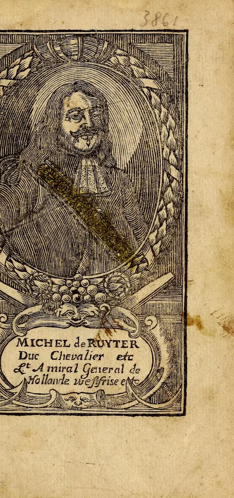 An illustration from La vie et les actions memorables du Sr. Michel de Ruyter, duc, chevalier, & lieutenant amiral general des Provinces Unies, 1678, leaf 3