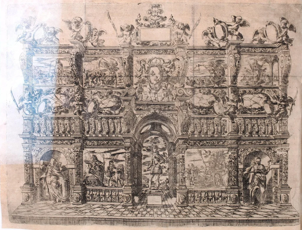 An illustration from La voye de laict, ou, Le chemin des heros au palais de la gloire : ouuert a l'entrée triomphante de Louys XIII, roy de France & de Nauarre en la cité d' Auignon le 16 de Nouembre 1622 .., 1623, leaf 215
