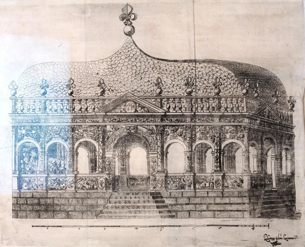 An illustration from La voye de laict, ou, Le chemin des heros au palais de la gloire : ouuert a l'entrée triomphante de Louys XIII, roy de France & de Nauarre en la cité d' Auignon le 16 de Nouembre 1622 .., 1623, leaf 59