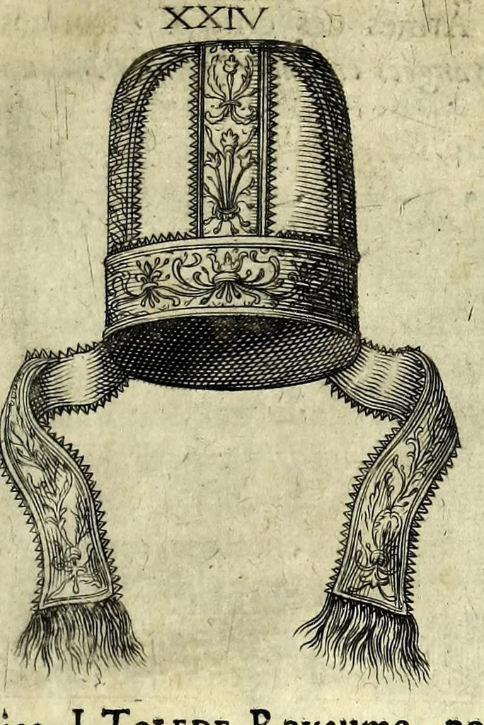 An illustration from La vraye et parfaite science des armoiries, ou, L'Indice armorial de feu maistre Louuan Geliot ... : apprenant et expliquant sommairement les mots & figures dont on se sert au blason des armoiries, & l'origine d'icelles : augmenté de nombre de termes & enrichy de grande multitude d'exemples des armes des familles tant françoise qu'estrangeres, des institutions, des ordres & de leurs colliers, des marques des dignités & charges, des ornemens des escus, de l'office des roys, des herauds, & des poursuiuans d'armes, & autres curiosités despendantes des armoiries ..., 1664, leaf 253