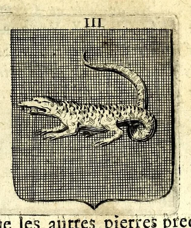 An illustration from La vraye et parfaite science des armoiries, ou, L'Indice armorial de feu maistre Louuan Geliot ... : apprenant et expliquant sommairement les mots & figures dont on se sert au blason des armoiries, & l'origine d'icelles : augmenté de nombre de termes & enrichy de grande multitude d'exemples des armes des familles tant françoise qu'estrangeres, des institutions, des ordres & de leurs colliers, des marques des dignités & charges, des ornemens des escus, de l'office des roys, des herauds, & des poursuiuans d'armes, & autres curiosités despendantes des armoiries ..., 1664, leaf 327
