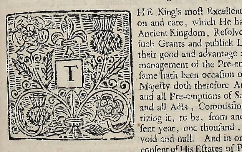 An illustration from Laws and acts of Parliament made by King James the First, Second, Third, Fourth, Fifth, Queen Mary, King James the Sixth, King Charles the First, King, 1681, leaf 756
