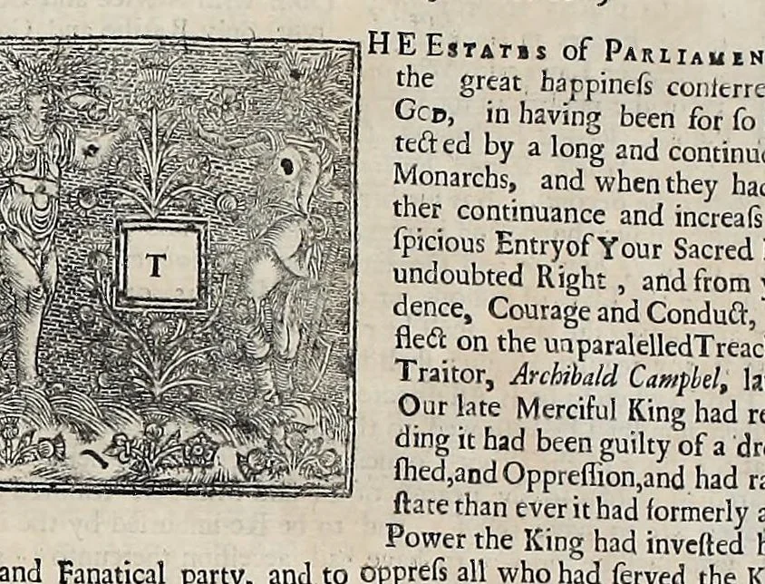An illustration from Laws and acts of Parliament made by King James the First, Second, Third, Fourth, Fifth, Queen Mary, King James the Sixth, King Charles the First, King, 1681, leaf 840