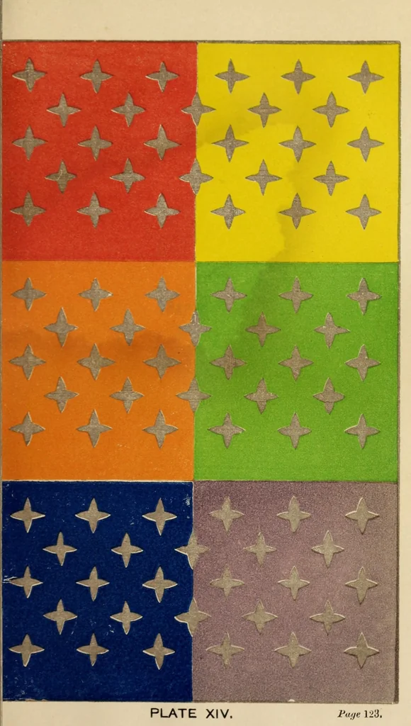 An illustration from The laws of contrast and colour and their application to the arts of painting, decoration of buildings, mosaic work ..., 1861, leaf 193