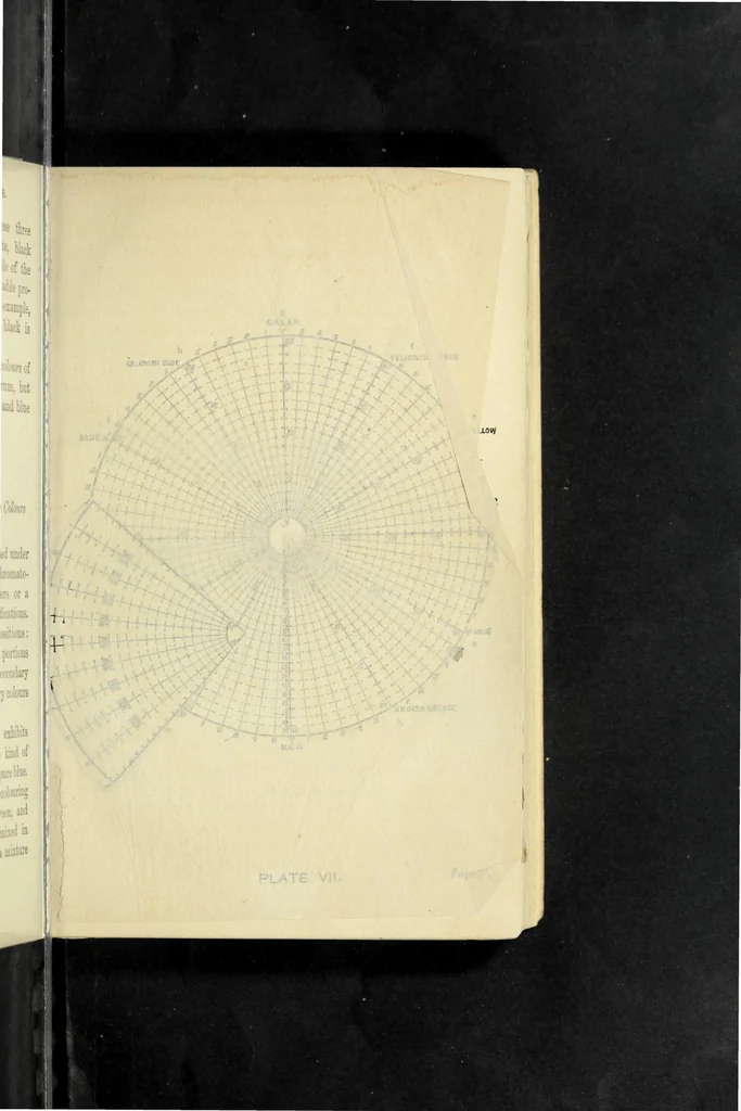 An illustration from The laws of contrast of colour : and their application to the arts of painting, decoration of buildings, mosaic work, tapestry and carpet weaving, calico printing, dress, paper staining, printing, military clothing, illumination, landscape and flower gardening, &c., 1868, leaf 79