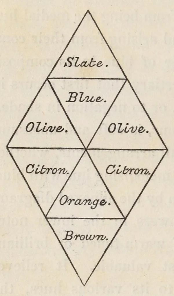 An illustration from The laws of harmonious colouring : adapted to interior decorations, manufactures, and other useful purposes, 1838, leaf 74