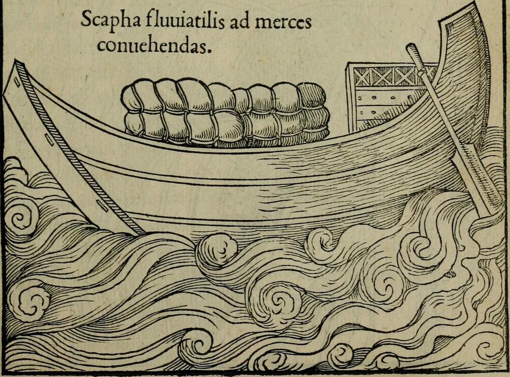 An illustration from Lazari Bayfii annotationes in L.II. : De captivis, et postliminio reversis. in qvibvs tractatvr de re navali : eivsdem annotationes in tractatum de auro & argeto leg. quibus, vestimentoru, & vasculorum genera explicantur. Antonii Thylesii de coloribus libellus, à coloribus vestium non alienus, 1536, leaf 122
