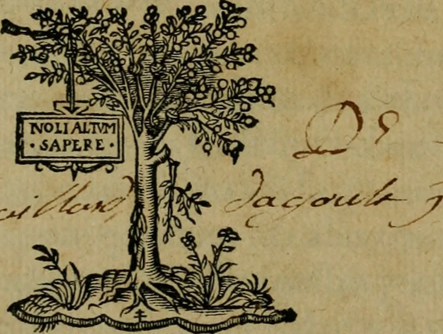 An illustration from Lazari Bayfii annotationes in L.II. : De captivis, et postliminio reversis. in qvibvs tractatvr de re navali : eivsdem annotationes in tractatum de auro & argeto leg. quibus, vestimentoru, & vasculorum genera explicantur. Antonii Thylesii de coloribus libellus, à coloribus vestium non alienus, 1536, leaf 6