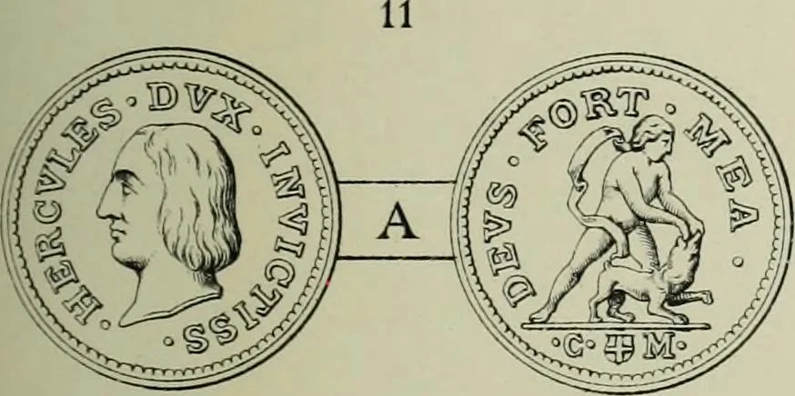 An illustration from La zecca di Modena nei periodi comunale ed estense, 1884, leaf 396
