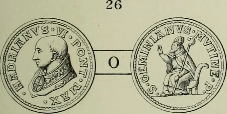 An illustration from La zecca di Modena nei periodi comunale ed estense, 1884, leaf 400