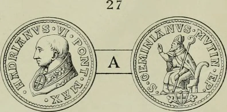 An illustration from La zecca di Modena nei periodi comunale ed estense, 1884, leaf 400