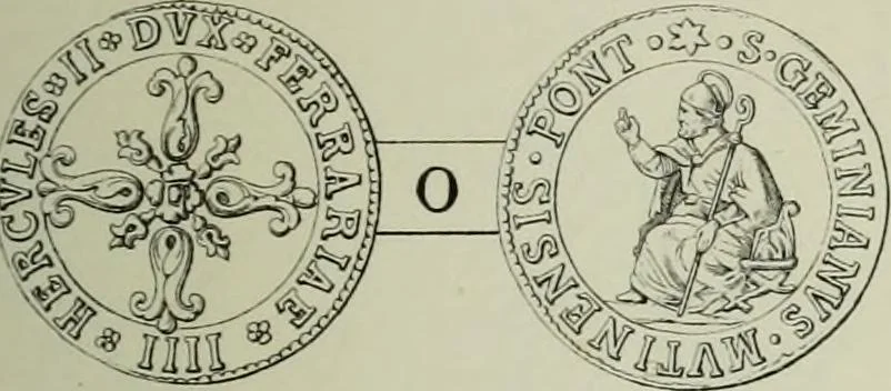 An illustration from La zecca di Modena nei periodi comunale ed estense, 1884, leaf 402