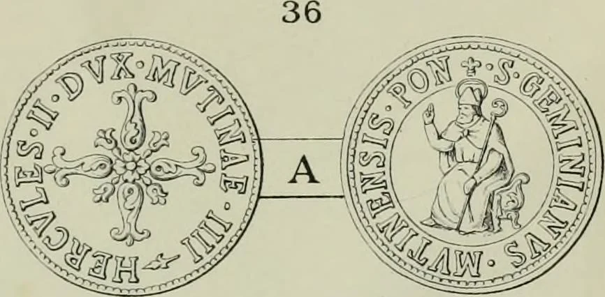 An illustration from La zecca di Modena nei periodi comunale ed estense, 1884, leaf 402