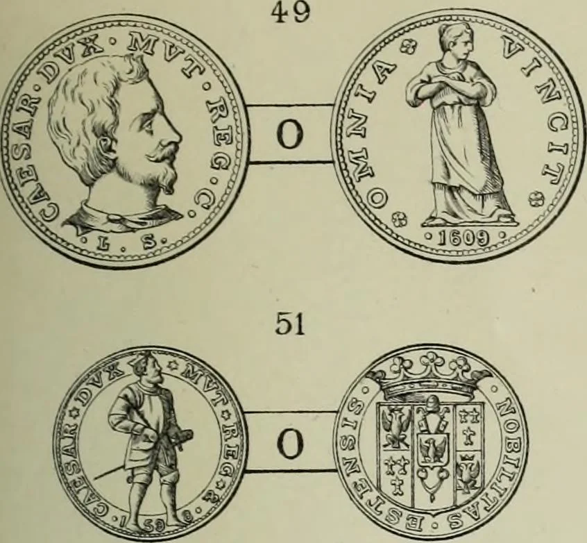 An illustration from La zecca di Modena nei periodi comunale ed estense, 1884, leaf 406