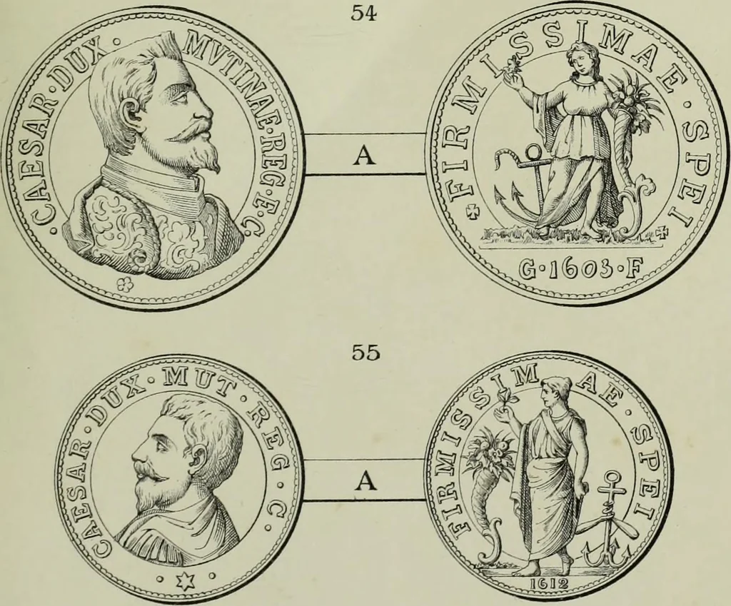 An illustration from La zecca di Modena nei periodi comunale ed estense, 1884, leaf 406
