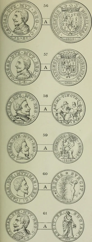 An illustration from La zecca di Modena nei periodi comunale ed estense, 1884, leaf 408