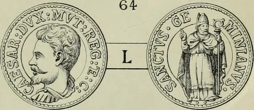 An illustration from La zecca di Modena nei periodi comunale ed estense, 1884, leaf 408