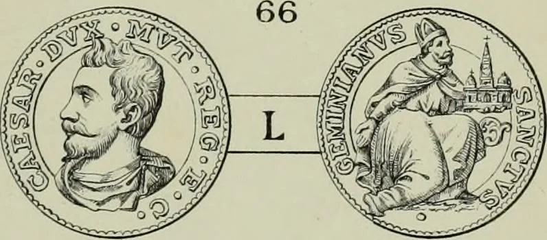 An illustration from La zecca di Modena nei periodi comunale ed estense, 1884, leaf 408
