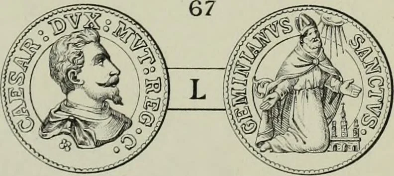 An illustration from La zecca di Modena nei periodi comunale ed estense, 1884, leaf 408