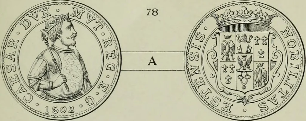 An illustration from La zecca di Modena nei periodi comunale ed estense, 1884, leaf 410