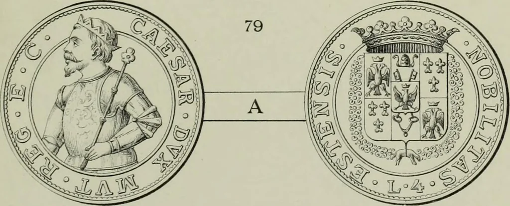 An illustration from La zecca di Modena nei periodi comunale ed estense, 1884, leaf 410