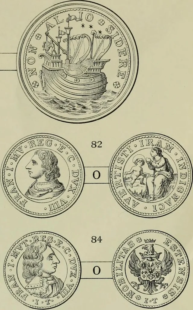 An illustration from La zecca di Modena nei periodi comunale ed estense, 1884, leaf 412