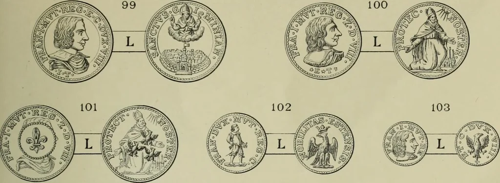 An illustration from La zecca di Modena nei periodi comunale ed estense, 1884, leaf 416