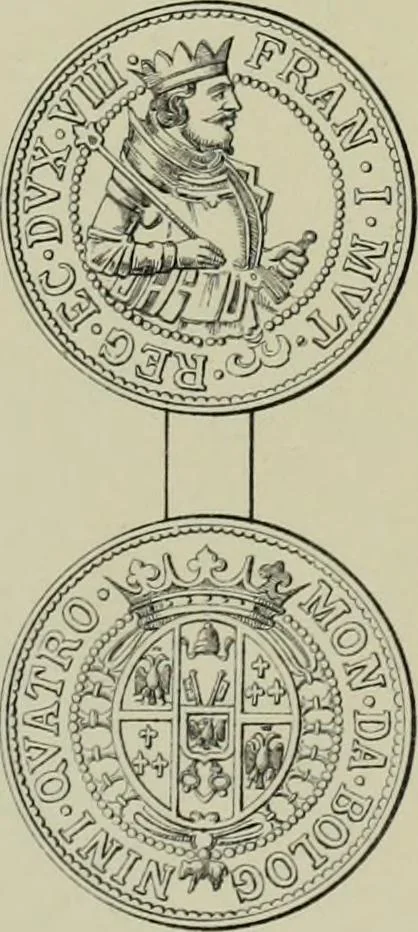 An illustration from La zecca di Modena nei periodi comunale ed estense, 1884, leaf 416