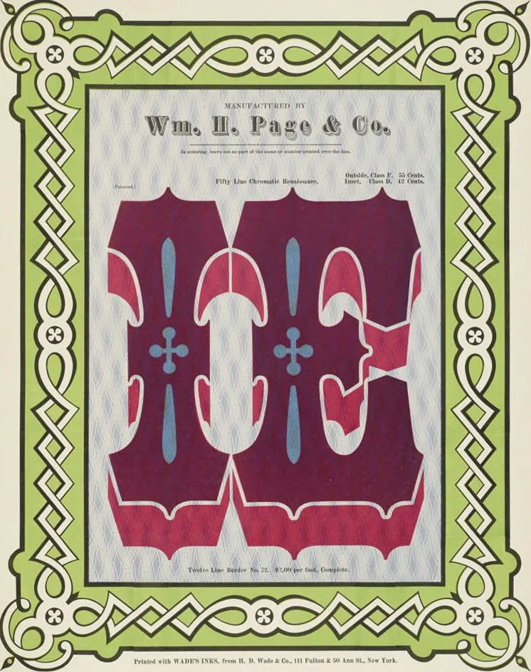 An illustration from Specimens of chromatic wood type, borders, etc. manufactured by Wm. H. Page & Co., 1874, leaf 42