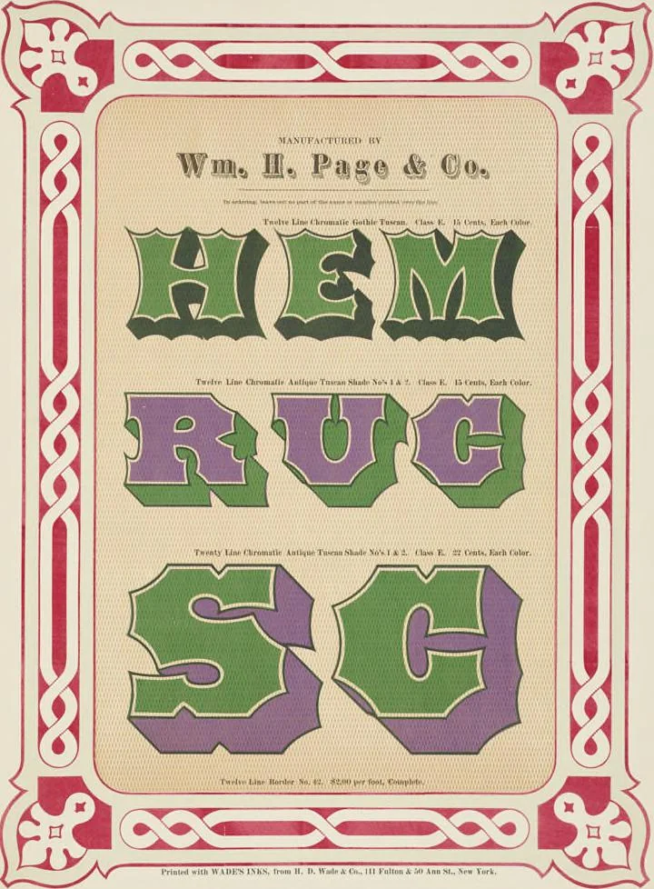 An illustration from Specimens of chromatic wood type, borders, etc. manufactured by Wm. H. Page & Co., 1874, leaf 44