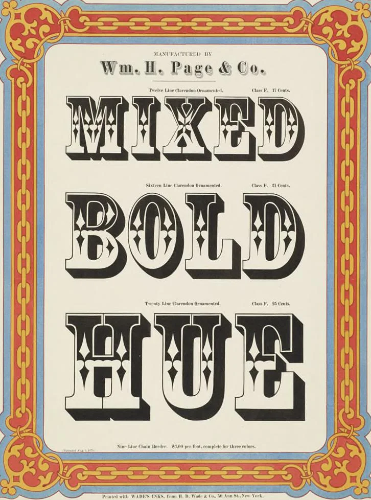 An illustration from Specimens of chromatic wood type, borders, etc. manufactured by Wm. H. Page & Co., 1874, leaf 50