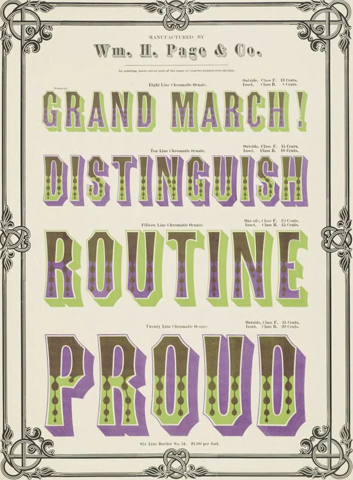 An illustration from Specimens of chromatic wood type, borders, etc. manufactured by Wm. H. Page & Co., 1874, leaf 57