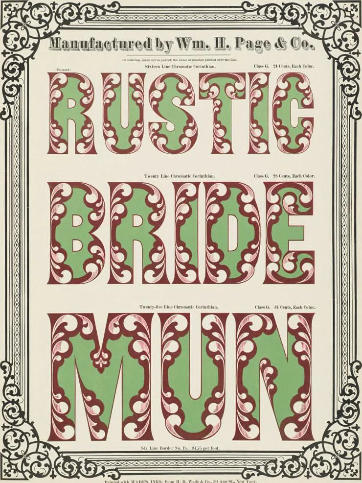 An illustration from Specimens of chromatic wood type, borders, etc. manufactured by Wm. H. Page & Co., 1874, leaf 59