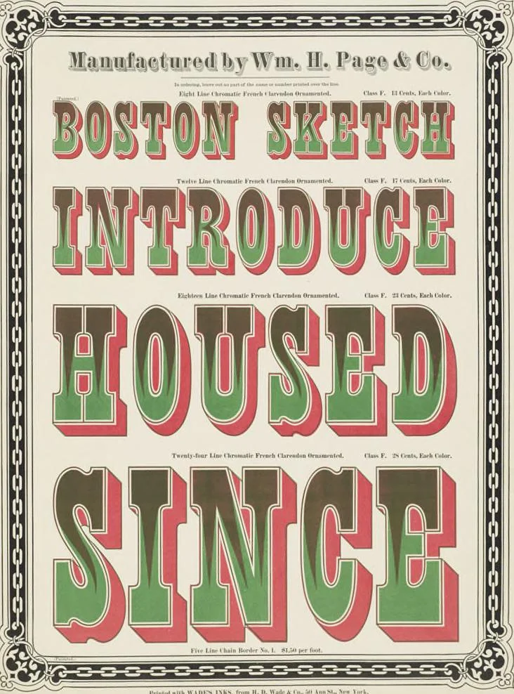 An illustration from Specimens of chromatic wood type, borders, etc. manufactured by Wm. H. Page & Co., 1874, leaf 61