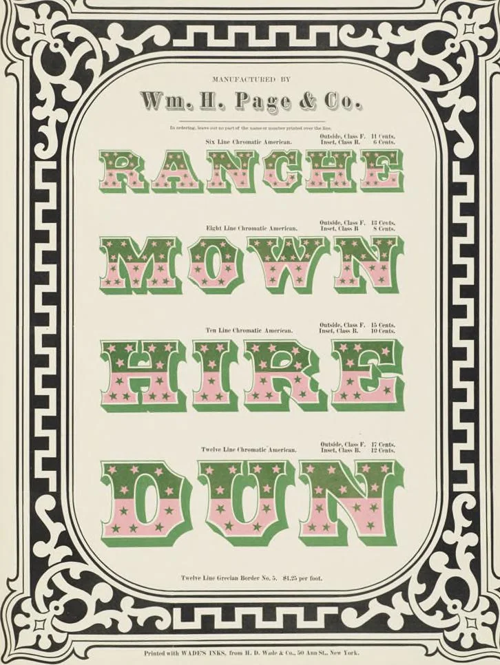 An illustration from Specimens of chromatic wood type, borders, etc. manufactured by Wm. H. Page & Co., 1874, leaf 63