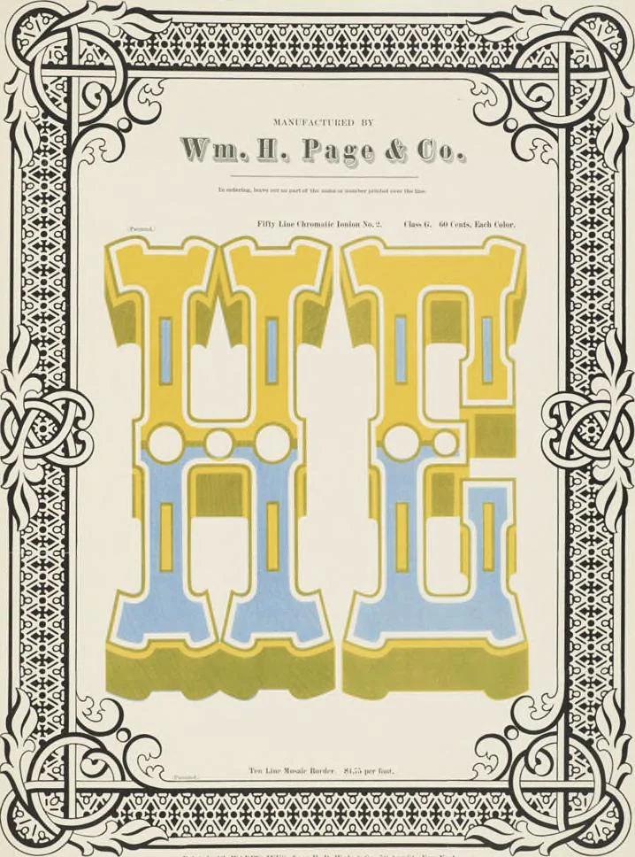 An illustration from Specimens of chromatic wood type, borders, etc. manufactured by Wm. H. Page & Co., 1874, leaf 64