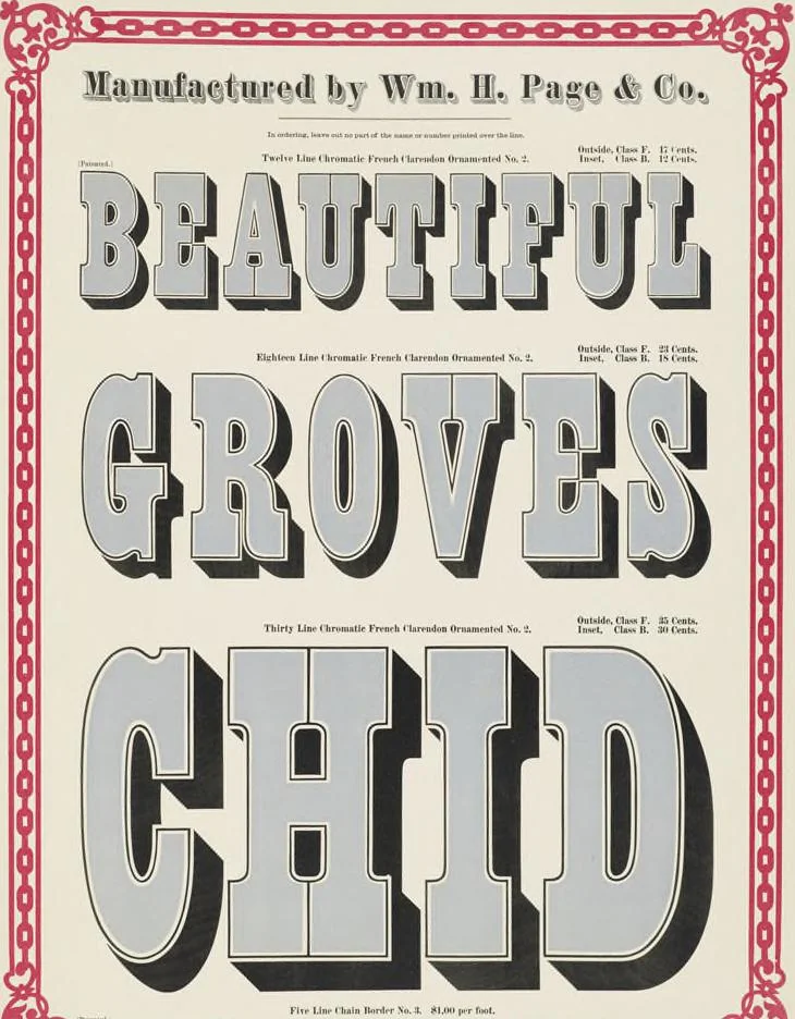An illustration from Specimens of chromatic wood type, borders, etc. manufactured by Wm. H. Page & Co., 1874, leaf 68