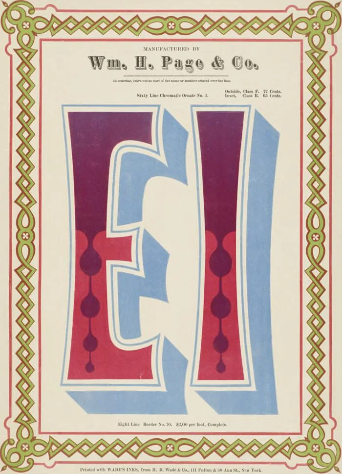An illustration from Specimens of chromatic wood type, borders, etc. manufactured by Wm. H. Page & Co., 1874, leaf 7