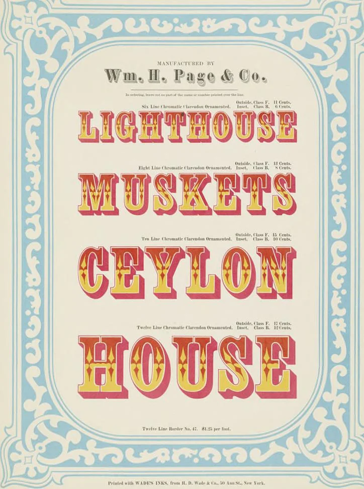 An illustration from Specimens of chromatic wood type, borders, etc. manufactured by Wm. H. Page & Co., 1874, leaf 74