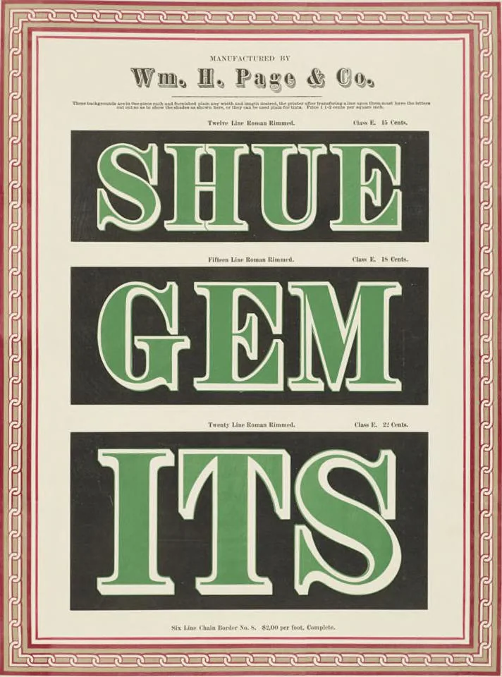 An illustration from Specimens of chromatic wood type, borders, etc. manufactured by Wm. H. Page & Co., 1874, leaf 79