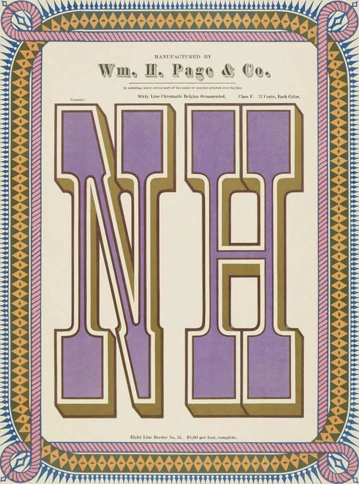 An illustration from Specimens of chromatic wood type, borders, etc. manufactured by Wm. H. Page & Co., 1874, leaf 8