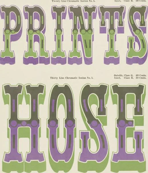 An illustration from Specimens of chromatic wood type, borders, etc. manufactured by Wm. H. Page & Co., 1874, leaf 83