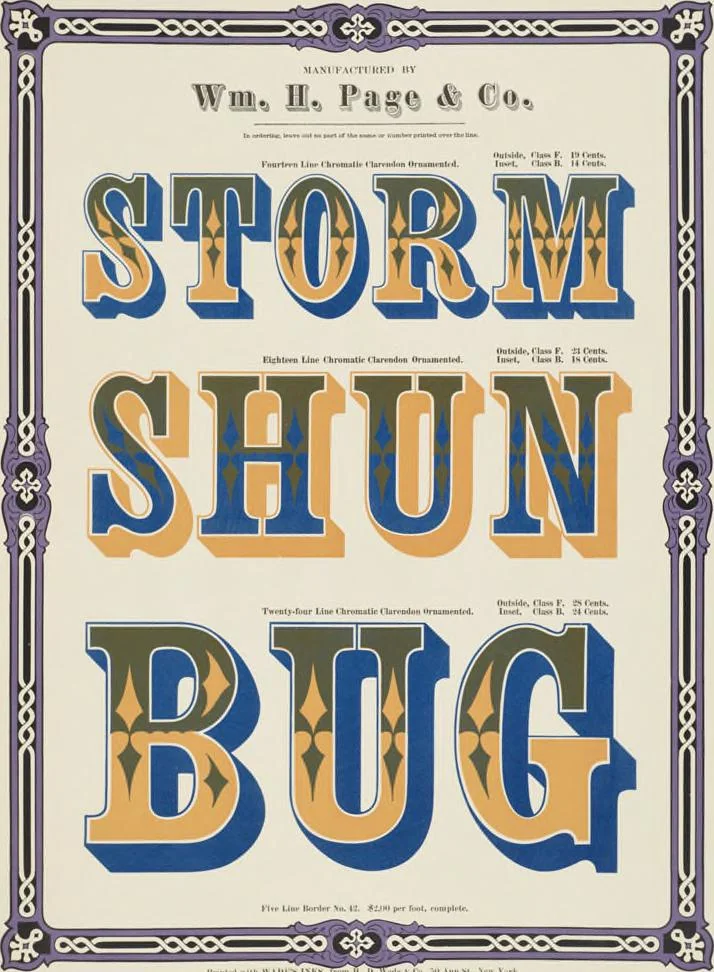 An illustration from Specimens of chromatic wood type, borders, etc. manufactured by Wm. H. Page & Co., 1874, leaf 84