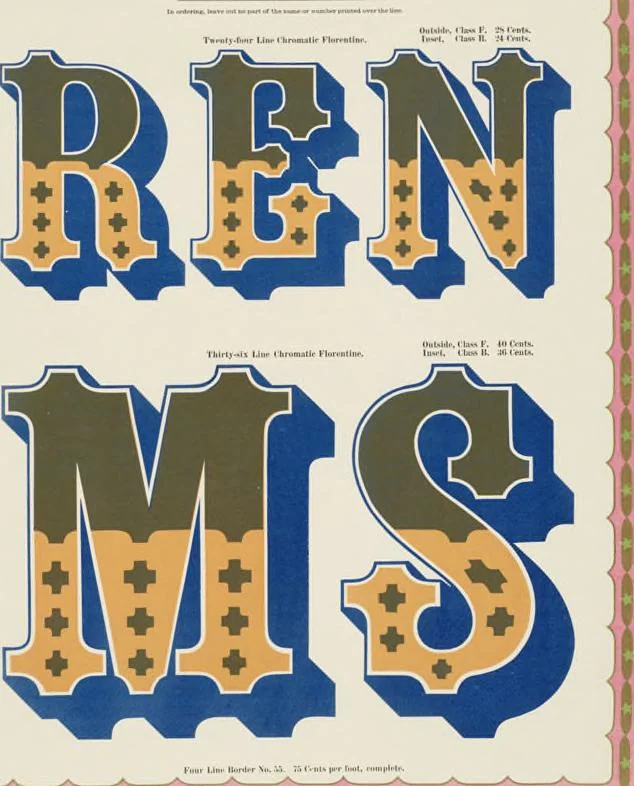An illustration from Specimens of chromatic wood type, borders, etc. manufactured by Wm. H. Page & Co., 1874, leaf 85