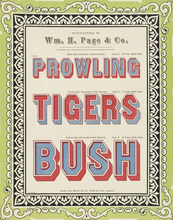 An illustration from Specimens of chromatic wood type, borders, etc. manufactured by Wm. H. Page & Co., 1874, leaf 89