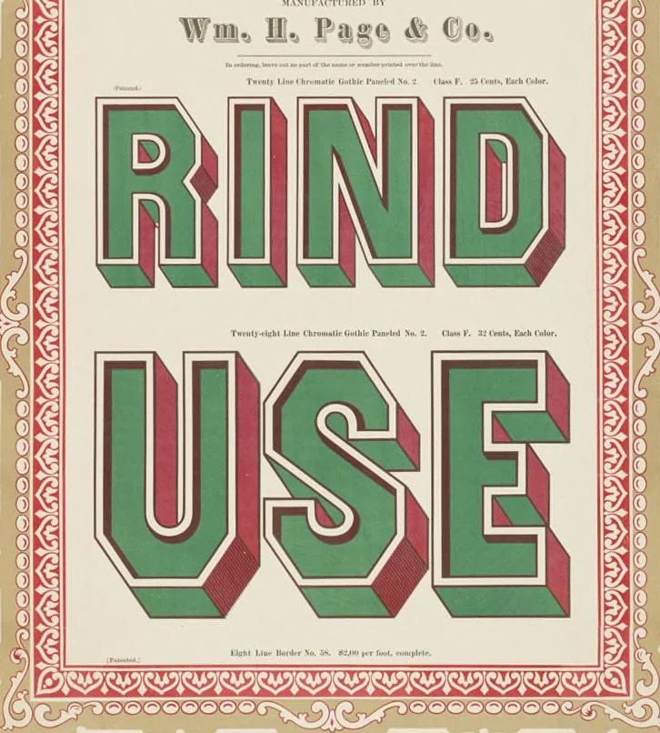 An illustration from Specimens of chromatic wood type, borders, etc. manufactured by Wm. H. Page & Co., 1874, leaf 91