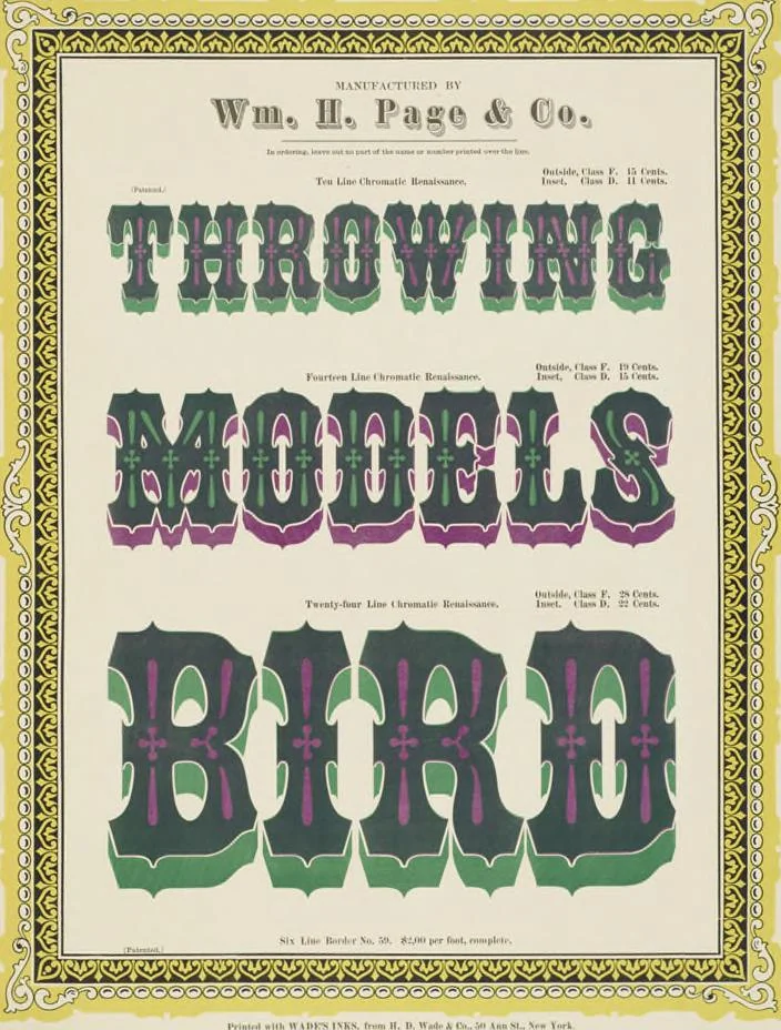 An illustration from Specimens of chromatic wood type, borders, etc. manufactured by Wm. H. Page & Co., 1874, leaf 95