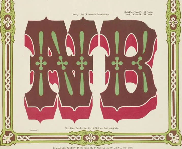 An illustration from Specimens of chromatic wood type, borders, etc. manufactured by Wm. H. Page & Co., 1874, leaf 96