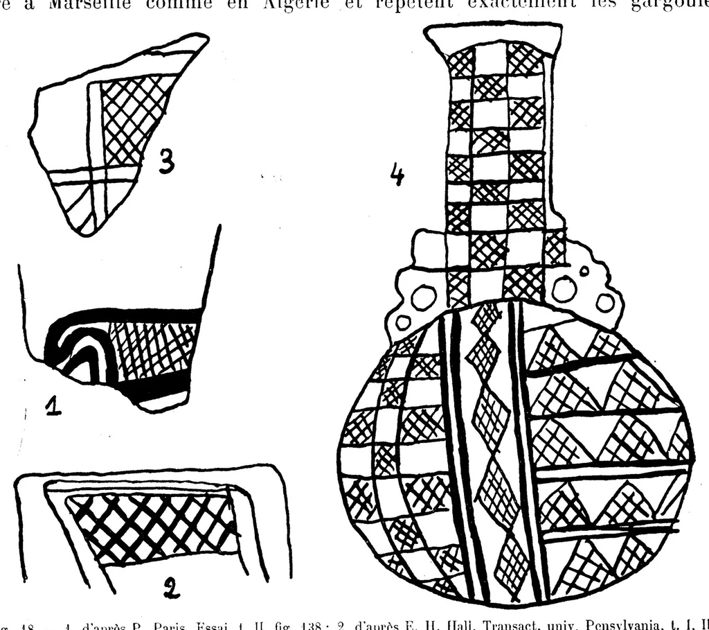 An illustration from Études d'ethnographie algérienne : Les soufflets algériens -Les poteries kabyles. - Le tissage aux cartons - L'art décoratif, 1911, leaf 73